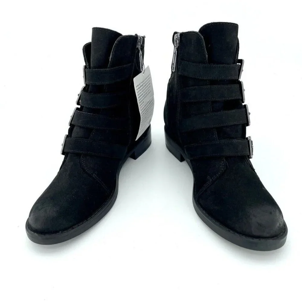 Blondo Womens Boots Elana Black Nubuck Suede Leather Ankle Straps SZ 6.5